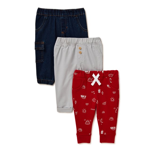 Garanimals Baby Boys Pants, 3Pack, Sizes 0/3M24M