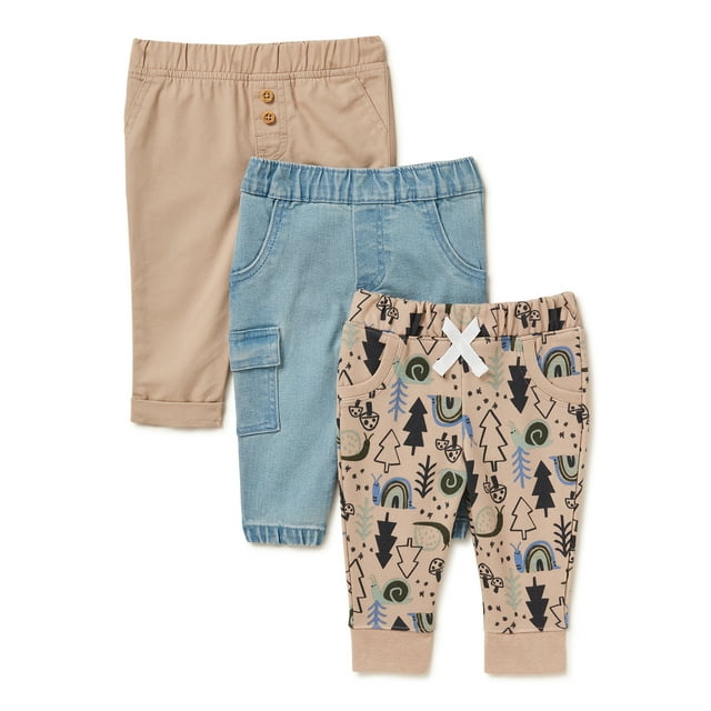 Garanimals Baby Boys Pants, 3Pack, Sizes 0/3M24M