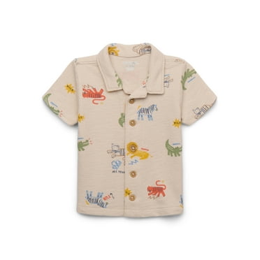 Garanimals Baby Boys' Print Button Front Knit Cabana Shirt, Sizes 0M-24M