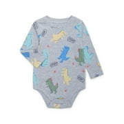 Garanimals Baby Boys Printed Bodysuit with Long Sleeves, Sizes 0m-24m