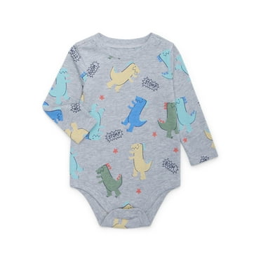 Garanimals Baby Boys Printed Bodysuit with Long Sleeves, Sizes 0m-24m