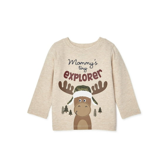 Garanimals Baby Boys' Reindeer "Mommy's Little Explorer" Graphic Long Sleeve T-Shirt