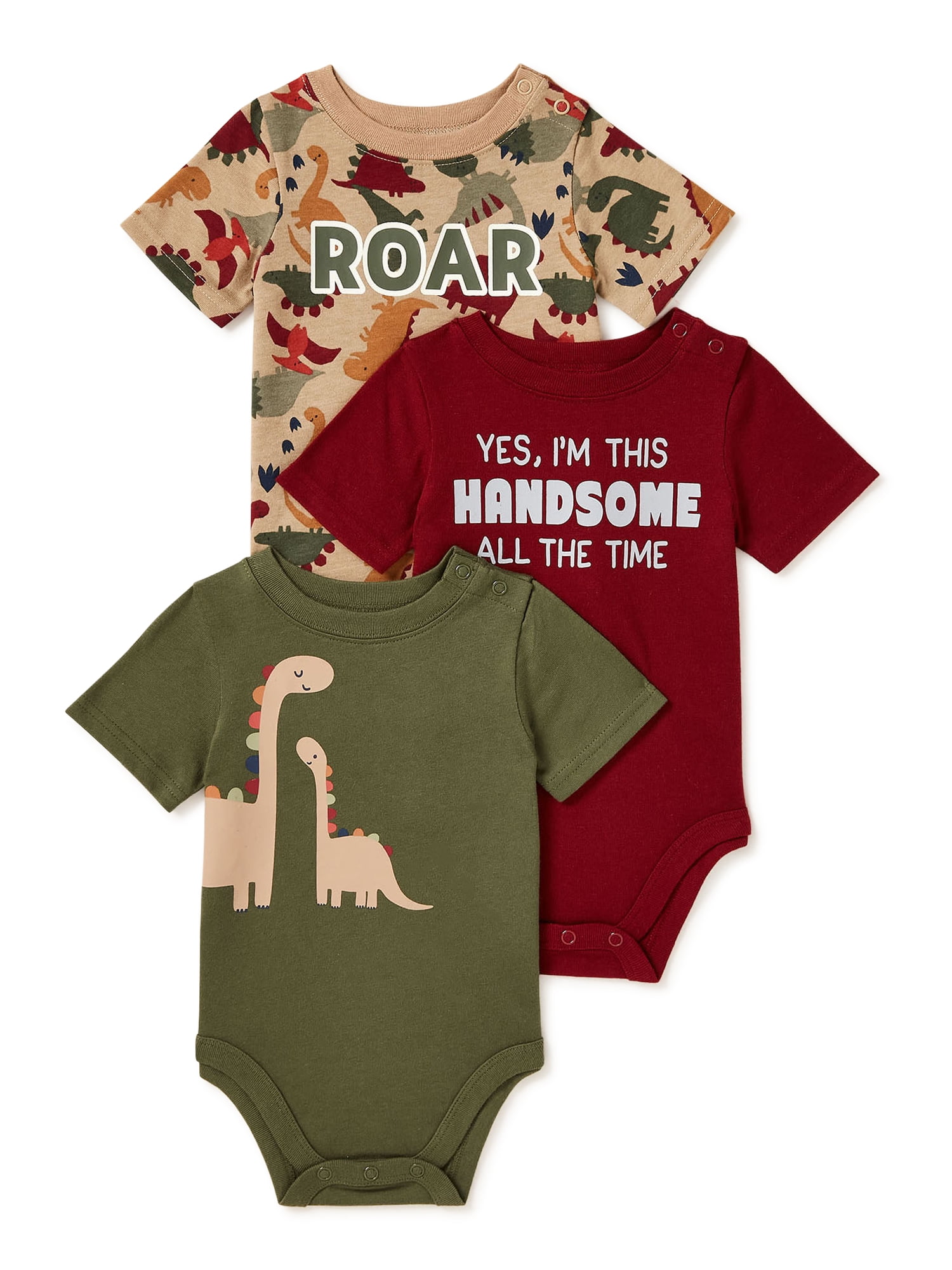 Garanimals Baby Boys' Short Sleeve Bodysuit Multipack Set, 3Piece