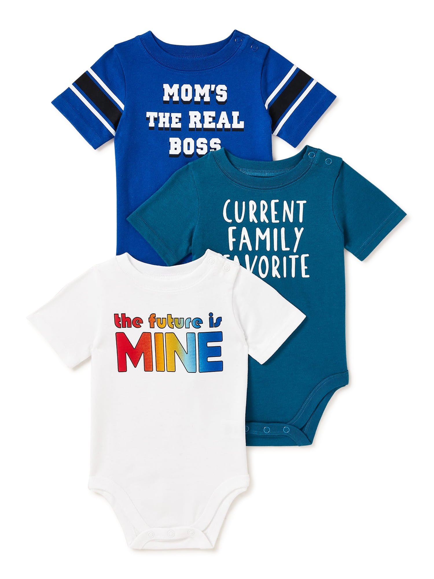 Garanimals Baby Boys' Short Sleeve Bodysuit Multipack Set, 3Piece