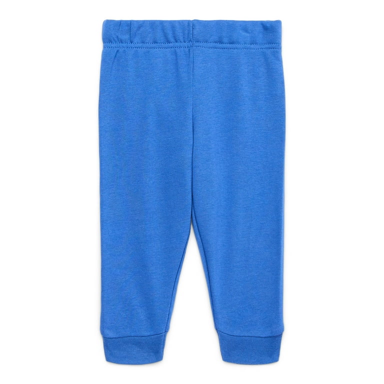 BLUE PANTS REGULAR FIT JOGGER STYLE IN FRENCH TERRY, BABY BLUE PANTS REGULAR FIT JOGGER STYLE IN FRENCH TERRY, BABY