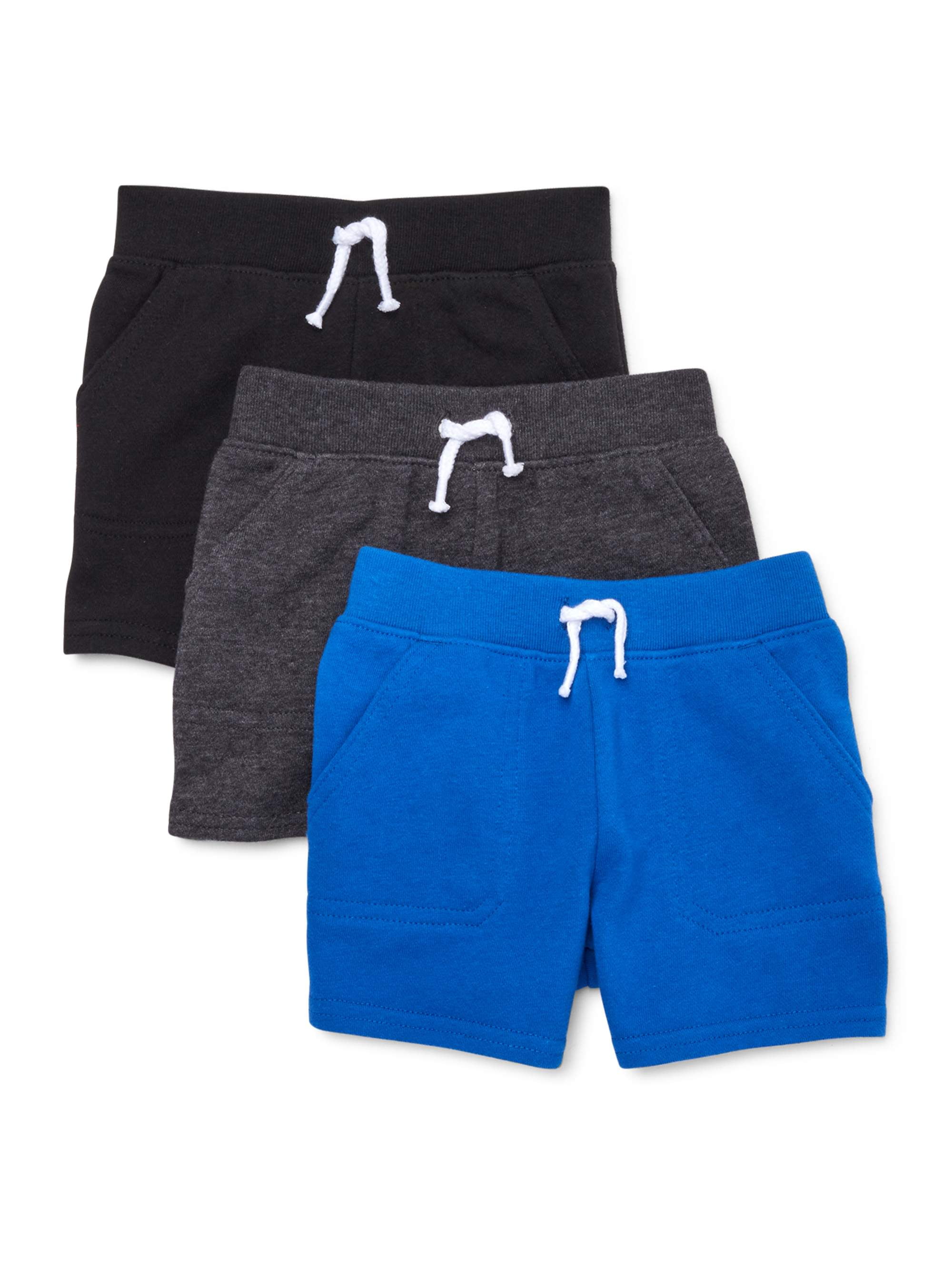 Garanimals Baby Boys Solid French Terry Shorts MultiPack, 3Piece
