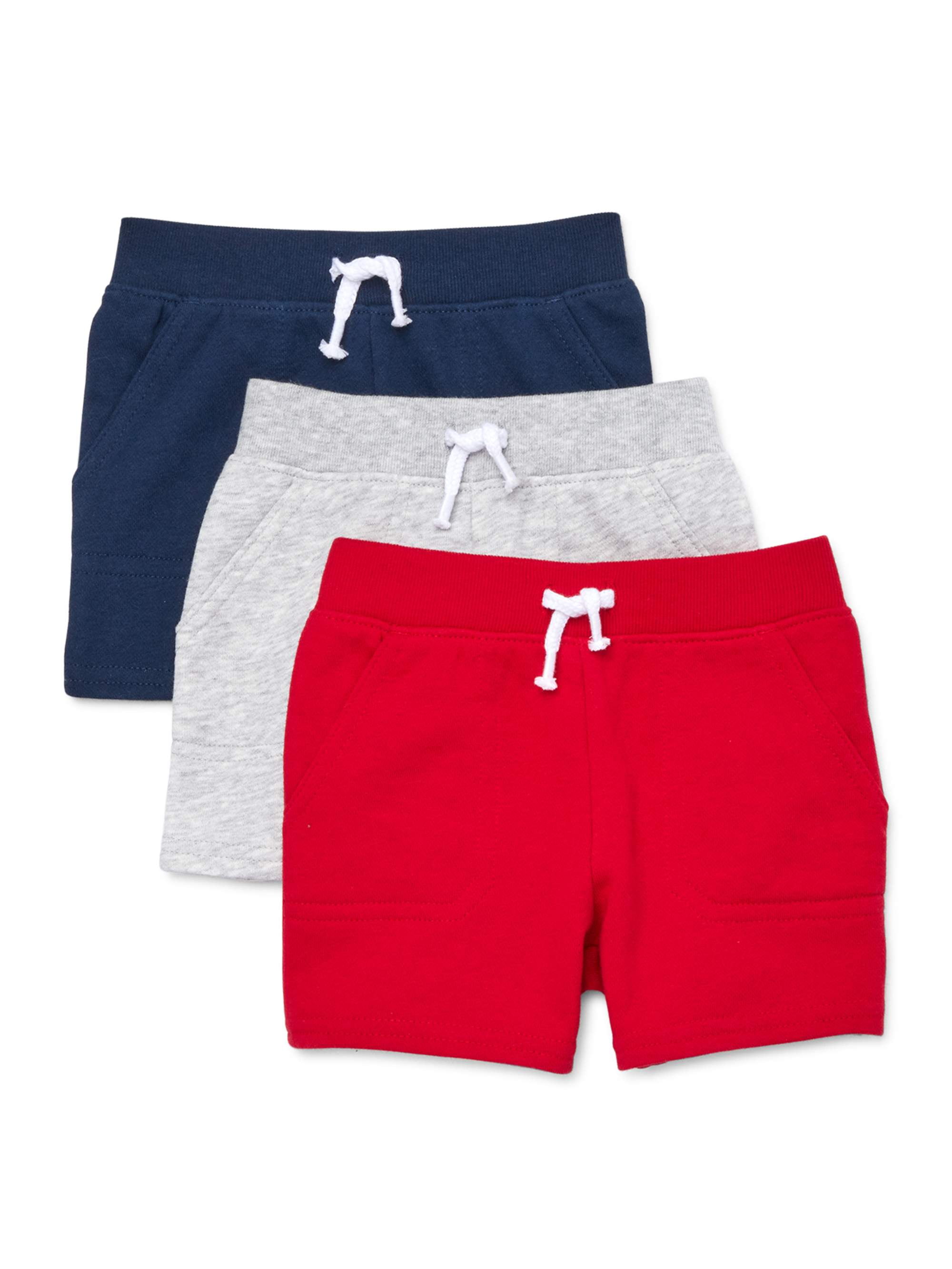 Garanimals Baby Boys Solid French Terry Shorts MultiPack, 3Piece