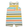 thumbnail image 1 of Garanimals Baby Boys Striped Knit Tank Romper, Sizes 0M-24M, 1 of 4