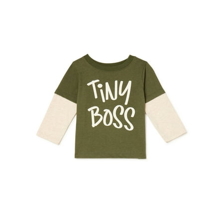 Garanimals Baby Boys Tiny Boss Hang Down Long Sleeve T-Shirt, Sizes 0/3M-24M
