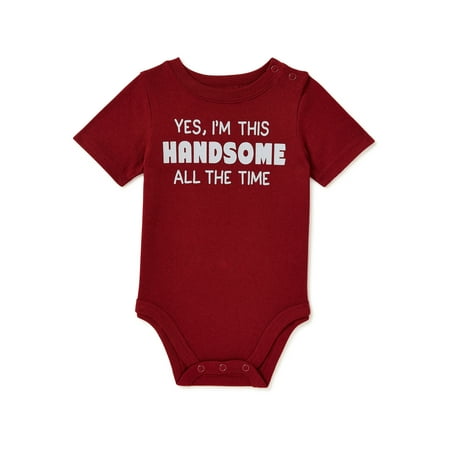 Garanimals Baby Boys "Yes, I'm This Handsome All The Time" Short Sleeve Bodysuit, 0/3M-24M