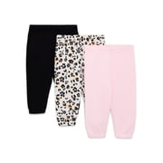 Garanimals Baby Girl 3-Pack Fleece Joggers Multipack, Sizes 6-24 Months