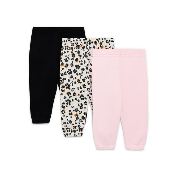 Garanimals Baby Girl 3-Pack Fleece Joggers Multipack, Sizes 6-24 Months