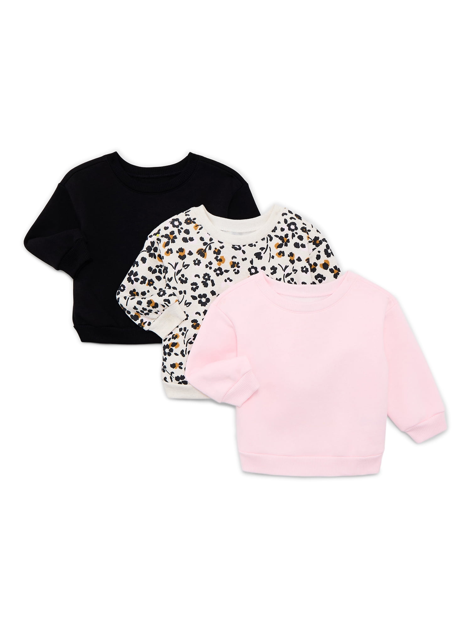 Garanimals Baby Girl 3-Pack Fleece Sweatshirt Multipack, Sizes 6-24 Months - Walmart.com