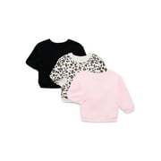 GARANIMALS Baby Girl 3-Pack Fleece Sweatshirt Multipack, Sizes 6-24 Months