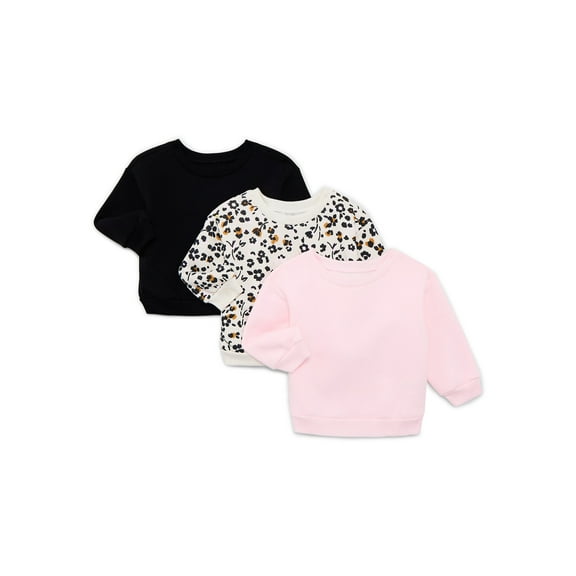 Garanimals Baby Girls Assorted Fleece Sweatshirts, 3-Pack, Sizes 6M-24M