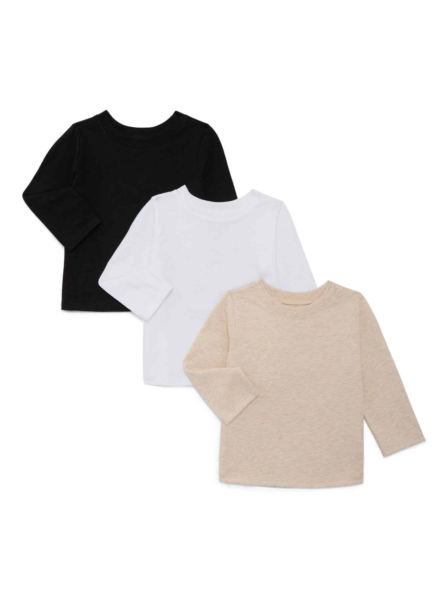 Garanimals Baby Girls Solid Tee with Long Sleeves, 3-Pack, Sizes 0M-24M