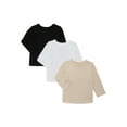 thumbnail image 1 of Garanimals Baby Girls Solid Tee with Long Sleeves, 3-Pack, Sizes 0M-24M, 1 of 3