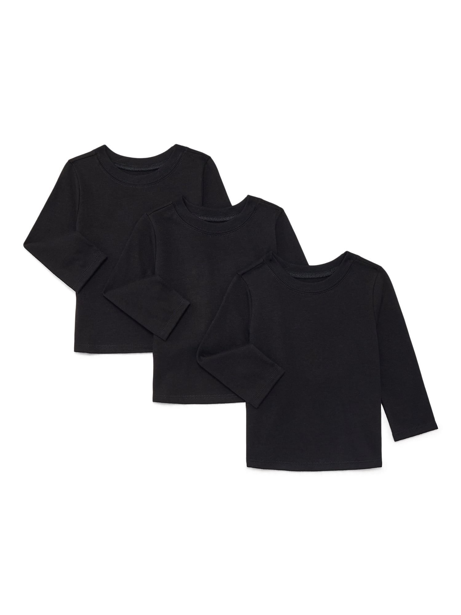 Garanimals Baby Girls Solid Tee with Long Sleeves, 3-Pack, Sizes 0M-24M