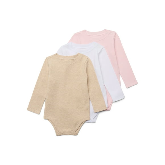 Garanimals Baby Girls Thermal Bodysuits with Long Sleeves, 3-Pack, Sizes 0-24 Months