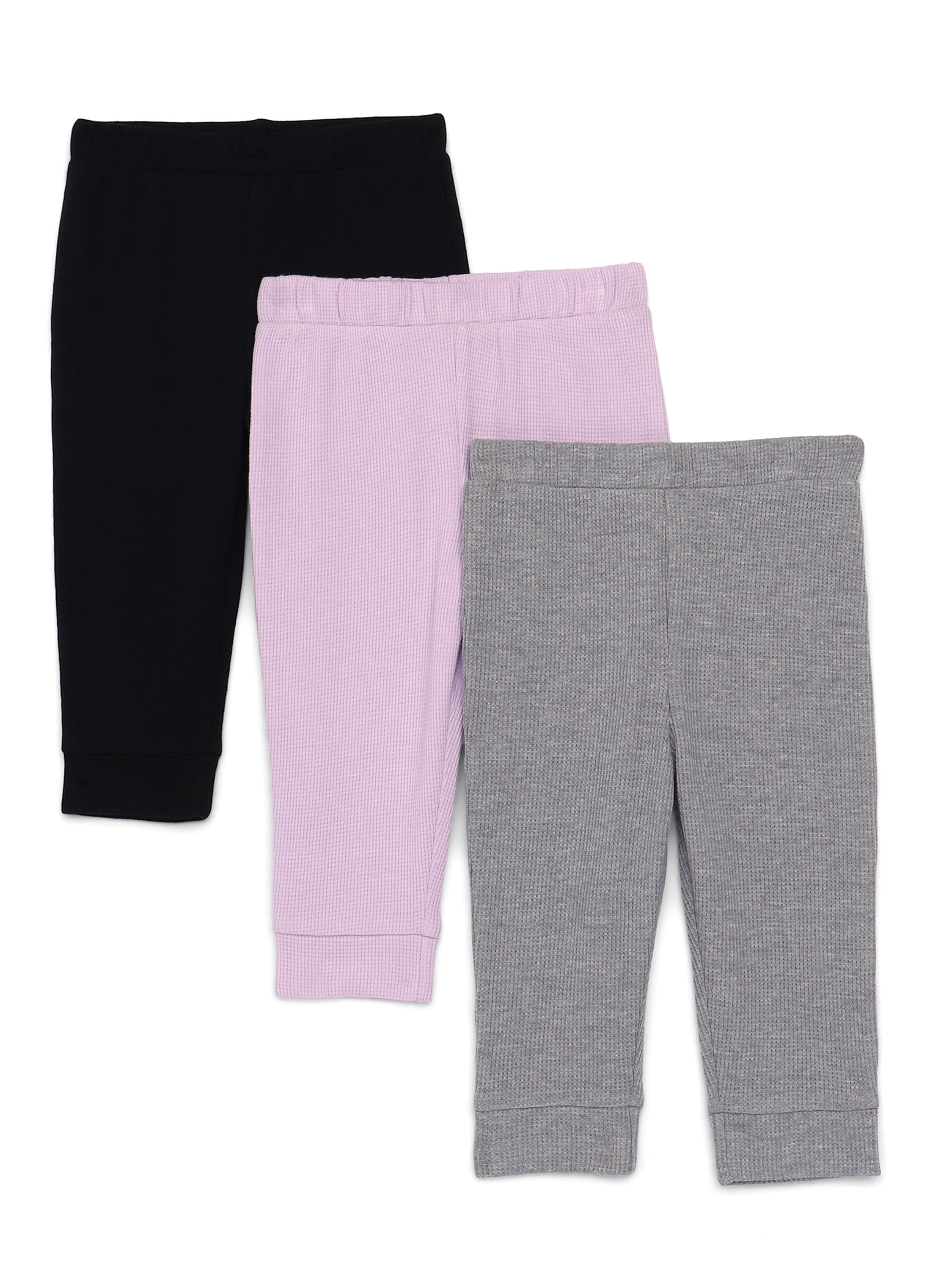 Garanimals Baby Girls Thermal Joggers, 3-Pack, Sizes 0M-24M