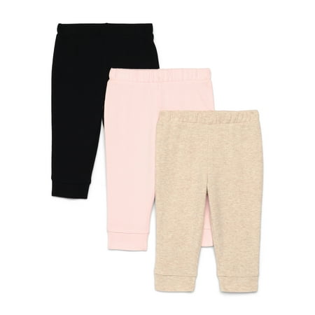 Garanimals Baby Girls Thermal Joggers, 3-Pack, Sizes 0M-24M