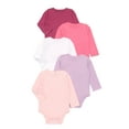 thumbnail image 1 of Garanimals Baby Girls Solid Jersey Bodysuits with Long Sleeves, 5-Pack, Sizes 0-24 Months, 1 of 3