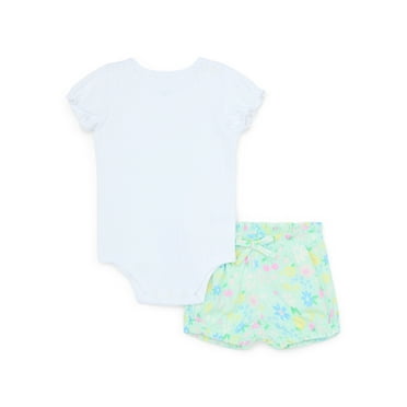 Garanimals Baby Girls Pointelle Bodysuit & Ruffle Bubble Shorts Set, 2-Piece, Sizes 0M-24M
