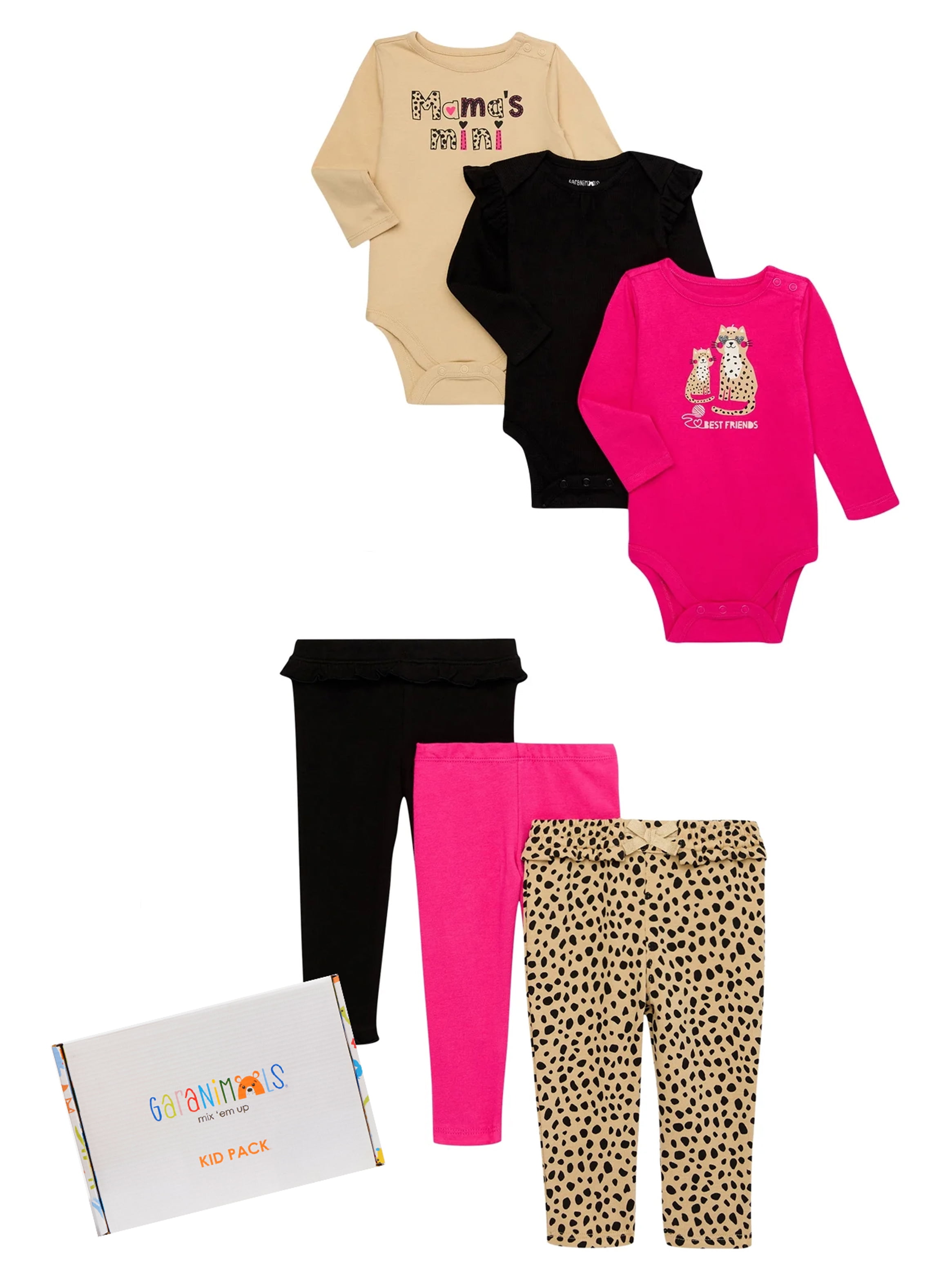 Garanimals Baby Girl Mix and Match Outfits Kid Pack 6 Piece Sizes 0 24 Months Walmart
