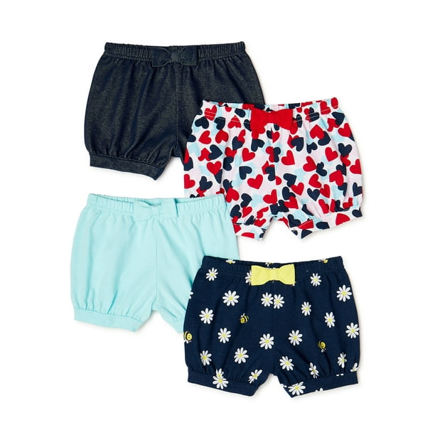 Garanimals Baby Girl Bubble Shorts, 4Pack