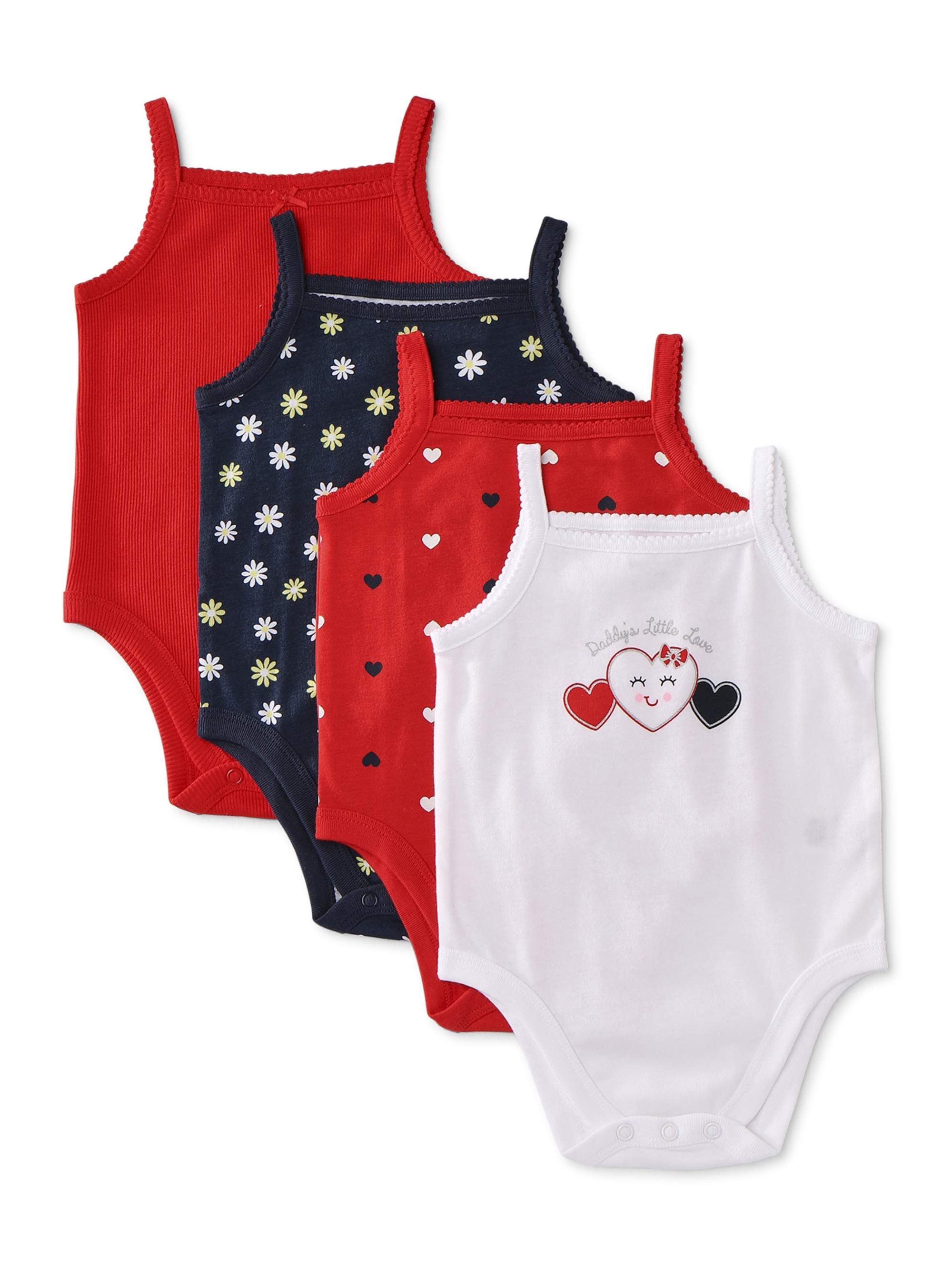 Garanimals Baby Girl Cami Bodysuits, 4pk