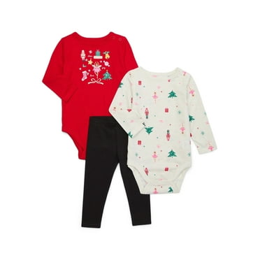Garanimals Baby Girl Christmas Holiday Outfit Set, 3-Piece, Sizes Sizes 0-9 Months