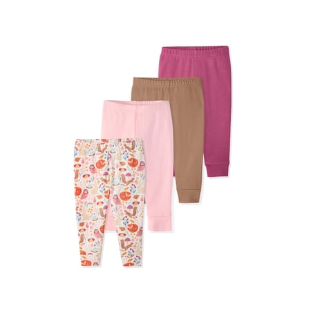 Garanimals Newborn & Baby Girl 100% Cotton Jogger Pants, Sizes 0–24M, Single or 4-Pack