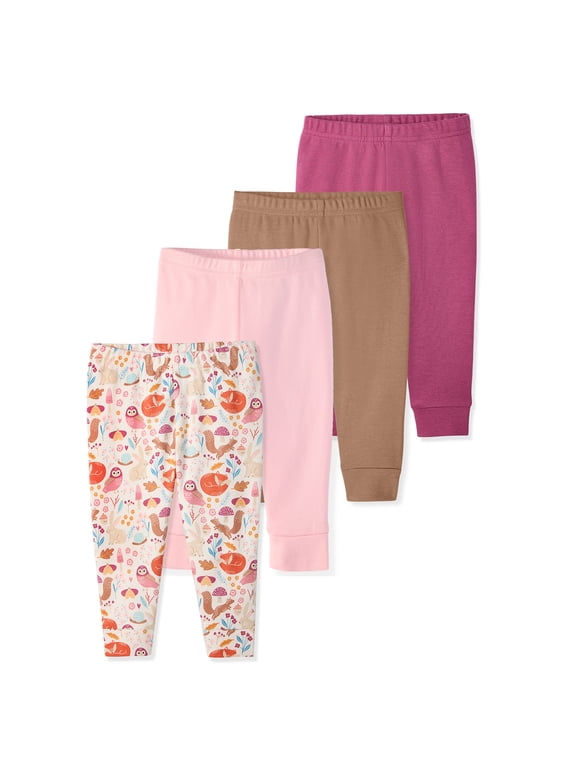 Newborn & Baby Girl 100% Cotton Jogger Pants, Sizes 0–24M, Single or 4-Pack