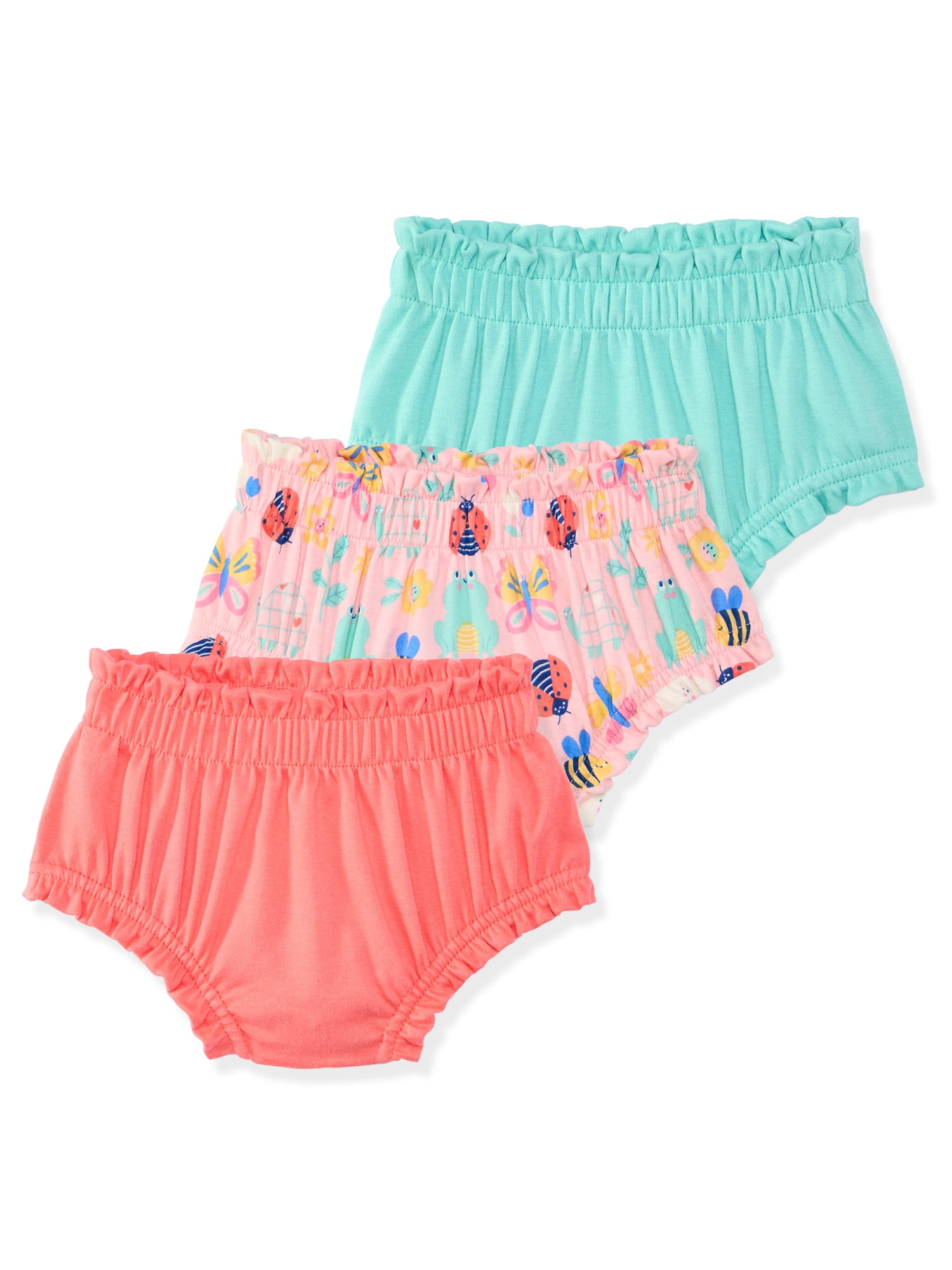 Garanimals Baby Girls Cotton Bloomers, 3-Pack, Sizes 0-24M