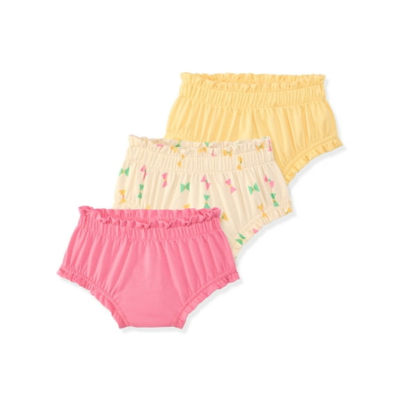 Garanimals Newborn Baby Girl Cotton Pull-On Bubble Shorts, Solids & Prints, 3-Pack, 0–24M