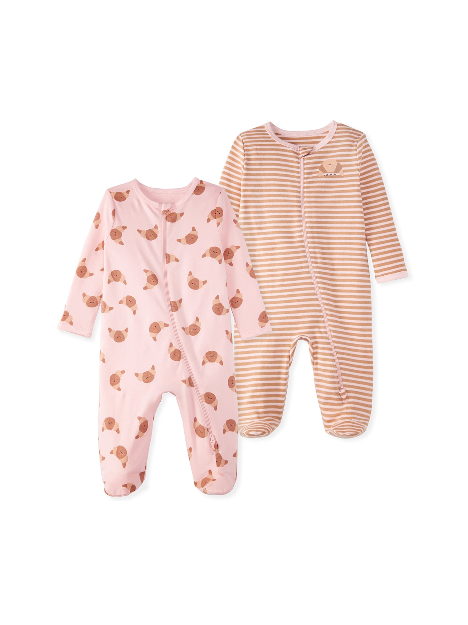 Garanimals Newborn & Baby 100% Cotton Footed Sleep & Play, Sizes Newborn–9M, 2-Pack