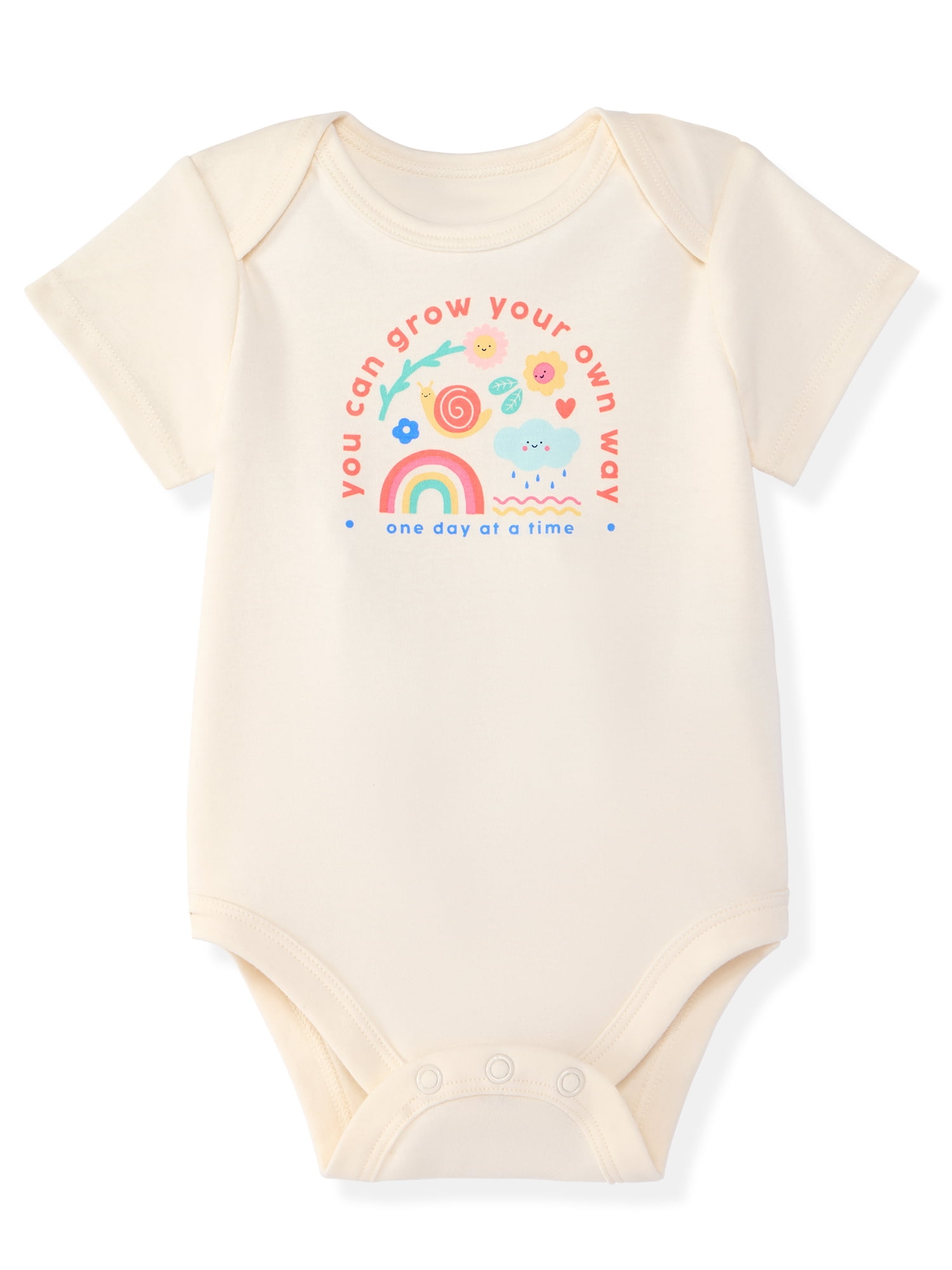 Garanimals Newborn & Baby Girl Cotton Lap-Shoulder Short-Sleeve Bodysuit, Sizes 0–24M