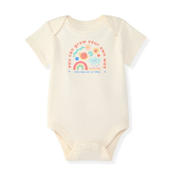 Garanimals Baby Girl Cotton Lap-Shoulder Short-Sleeve Bodysuit, 0–24M