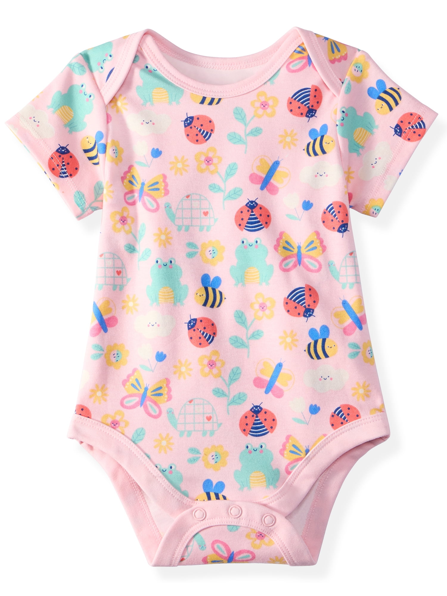 Garanimals Newborn & Baby Girl Cotton Lap-Shoulder Short-Sleeve Bodysuit, Sizes 0–24M