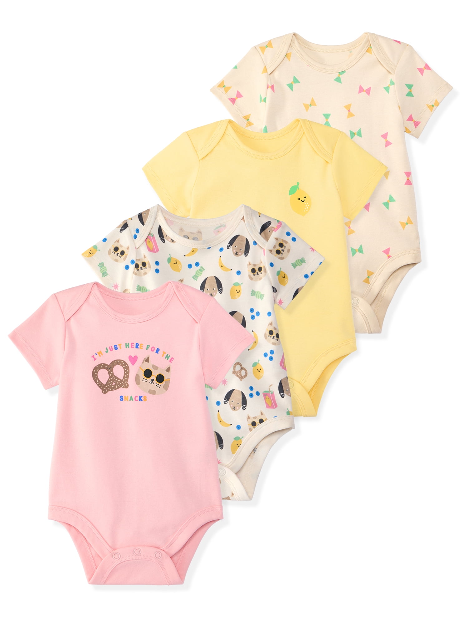 Garanimals Baby Girl Essentials Short Sleeve Bodysuits 4 Pack Sizes 0 24 Months