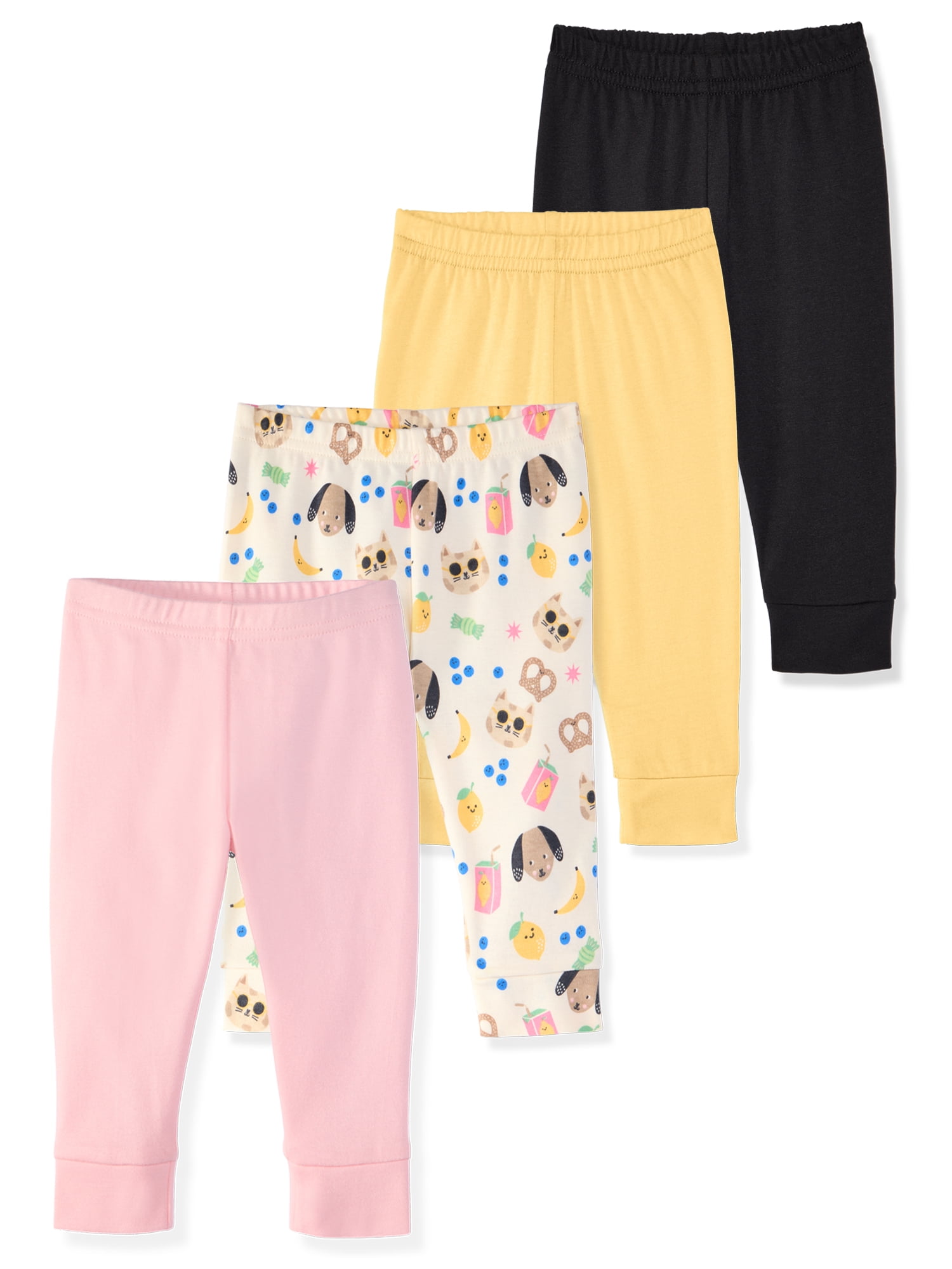 Garanimals Newborn & Baby Girl Cotton Joggers, Solids & Prints, 4-Pack, Sizes 0 - 24M