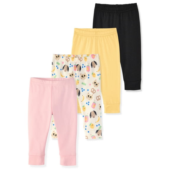 Garanimals Baby Girl Cotton Leggings, Solids & Prints, 4-Pack, 0–24M