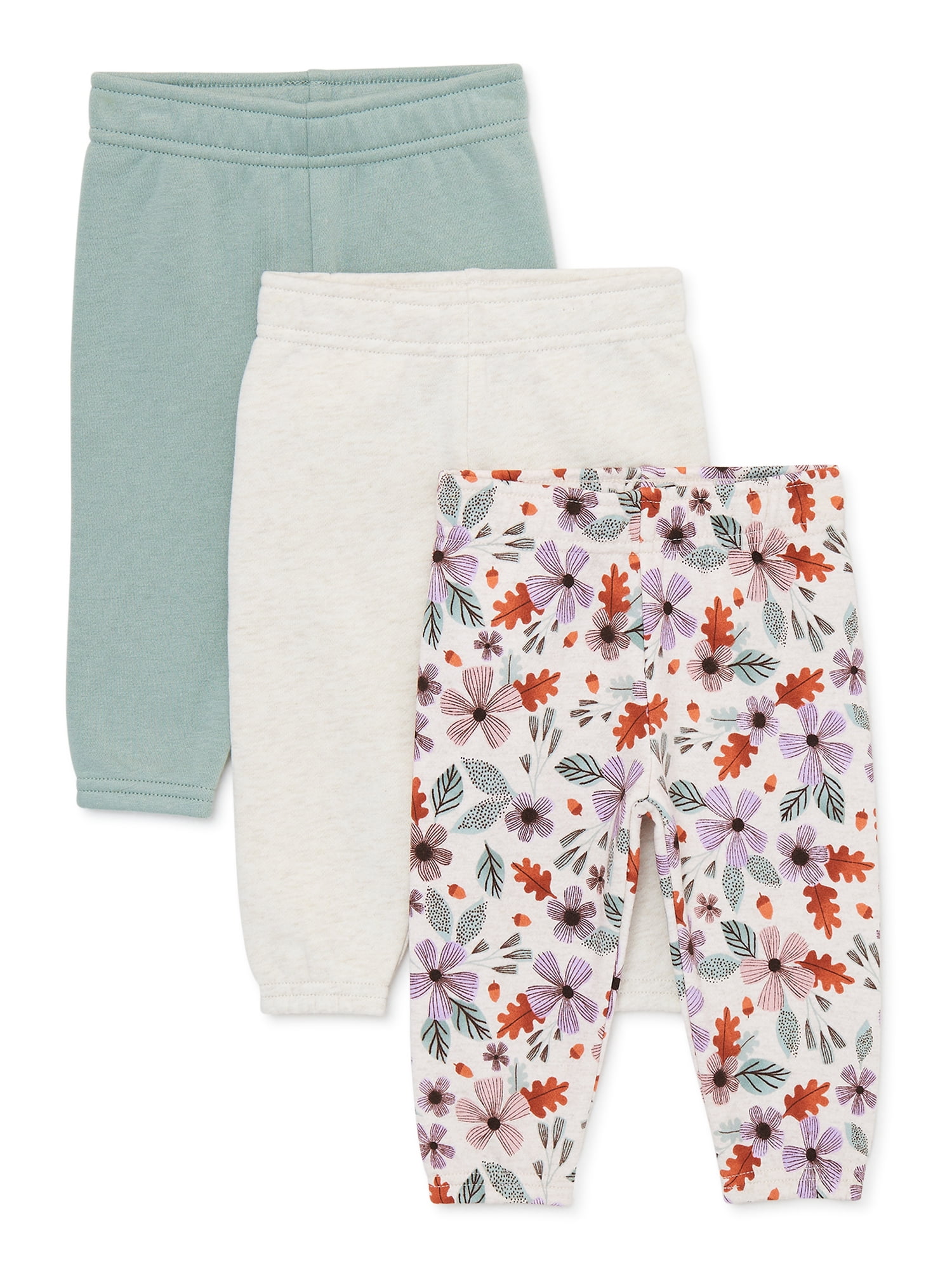 Garanimals Baby Girl Fleece Sweatpants Multipack, 3Pack, Sizes 6/924