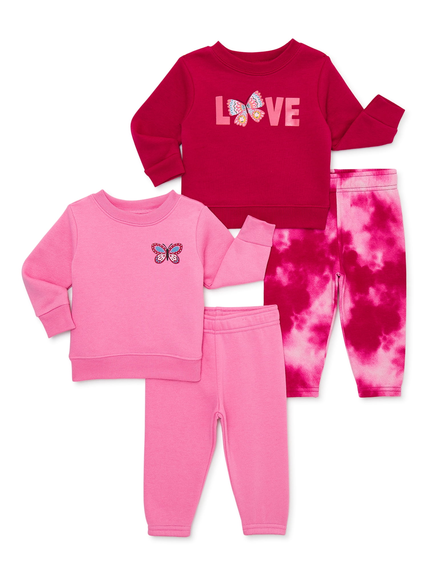 Garanimals Baby Girl Fleece Sweatshirt And Sweatpants Outfit Set, 4
