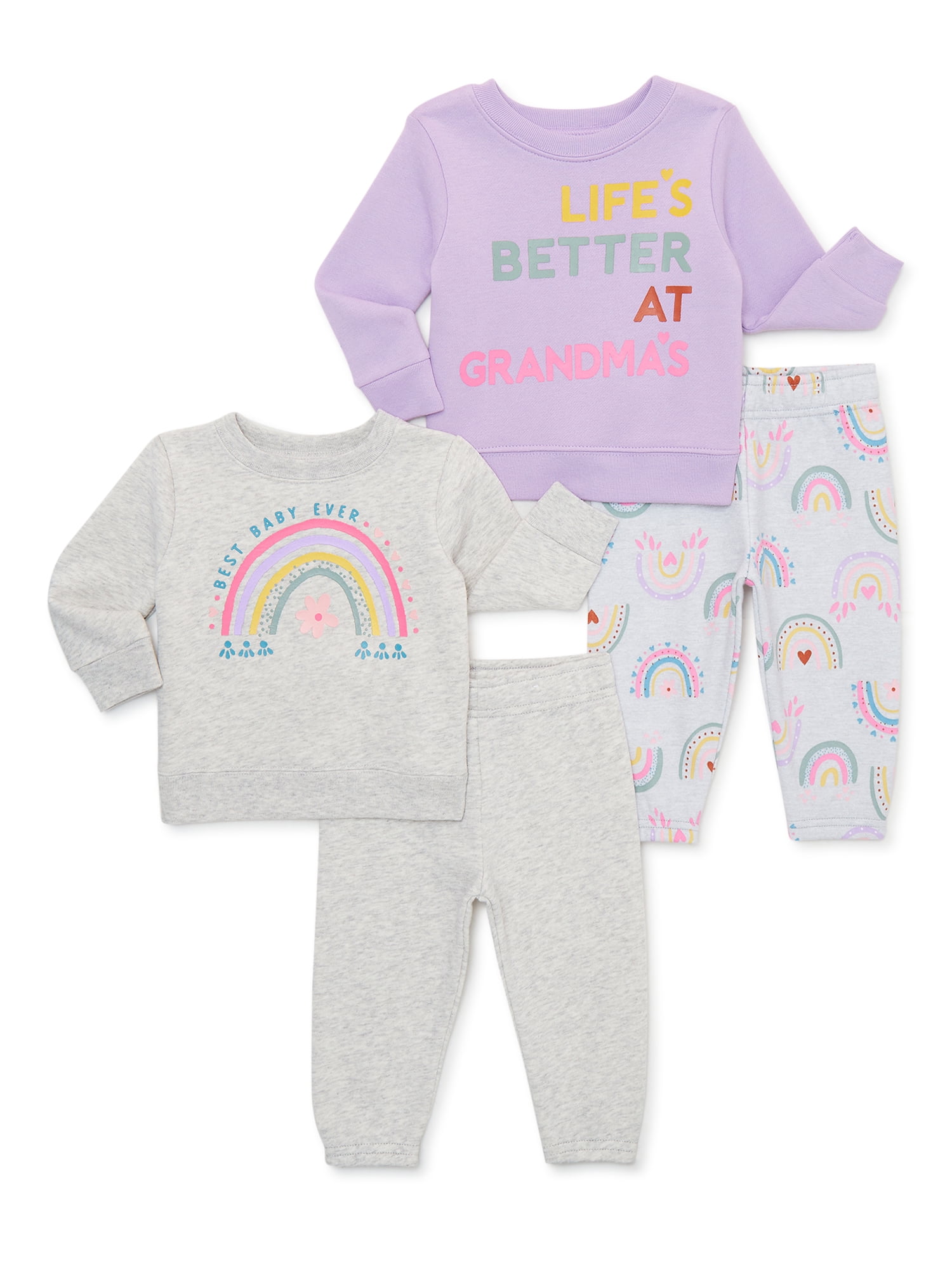 Garanimals Baby Girl Fleece Sweatshirt And Sweatpants Outfit Set, 4