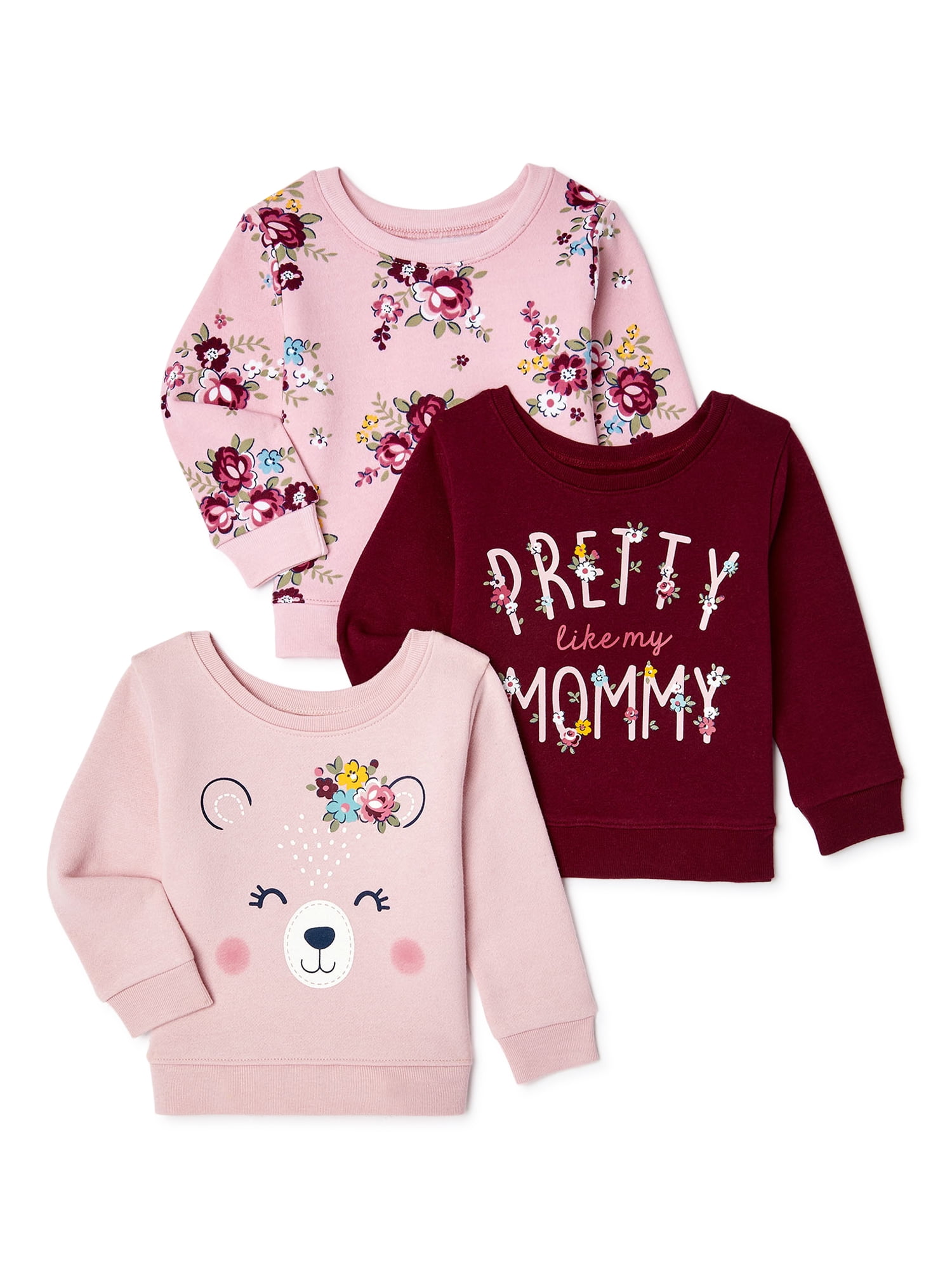 Garanimals Baby Girl Fleece Top Multipack, 3Pack, Sizes 6/924 Months