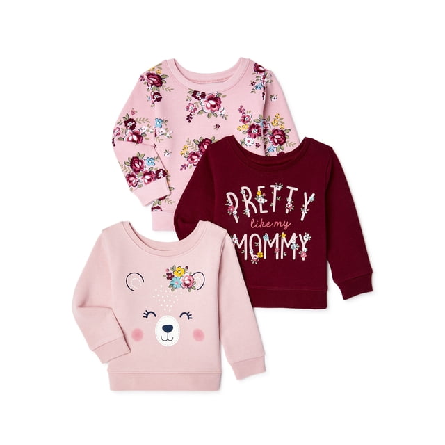 Garanimals Baby Girl Fleece Top Multipack, 3Pack, Sizes 6/924 Months