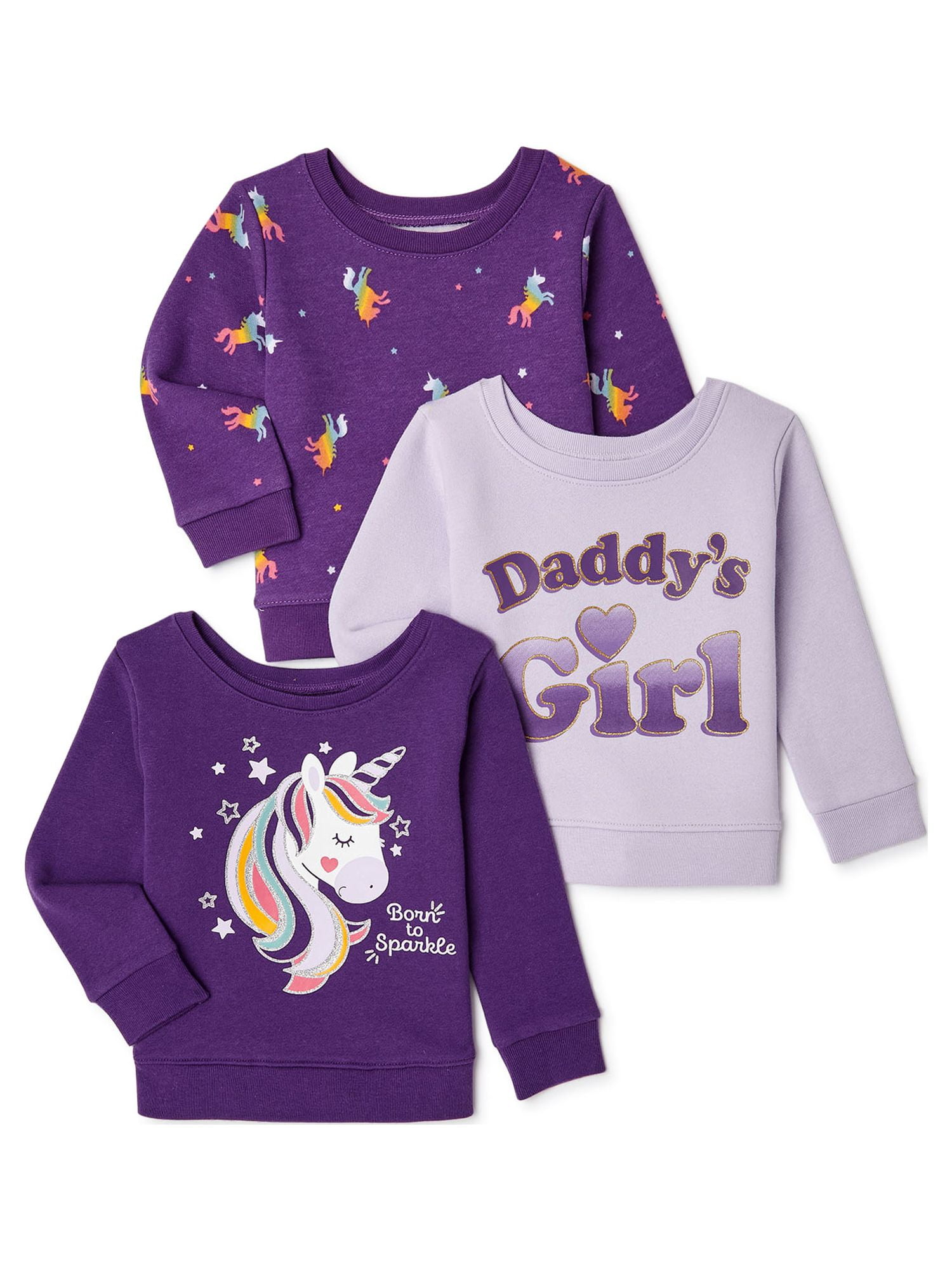 Garanimals Baby Girl Fleece Top Multipack, 3Pack, Sizes 6/924 Months