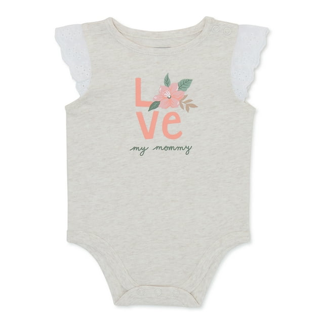 Garanimals Baby Girl Flutter Sleeve Bodysuit, Sizes 0-24M