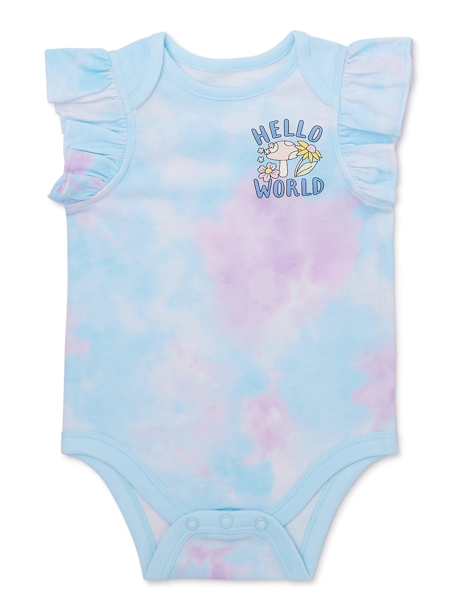 Garanimals Baby Girl Flutter Sleeve Graphic Bodysuit, Sizes 024 Months